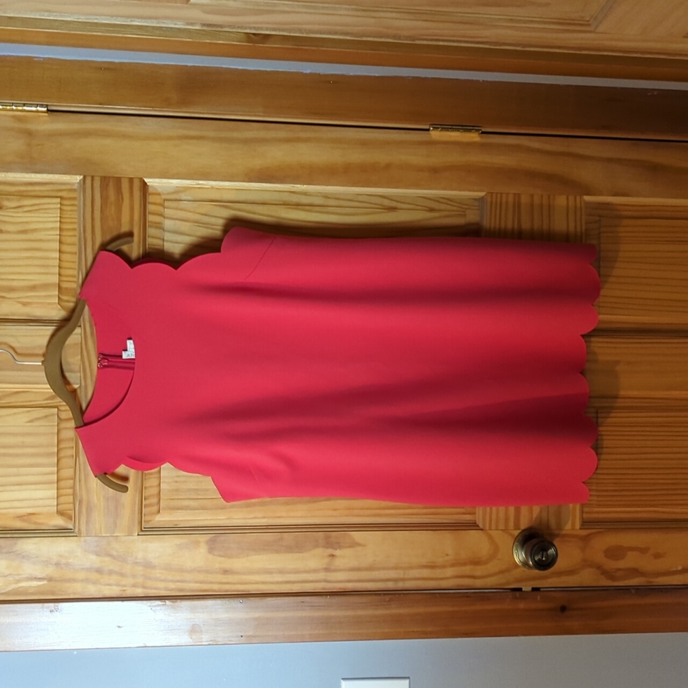 J.Crew scalloped edge sleeveless dress 14 Raspberry